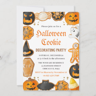 Invitation Aquarelle Halloween Cookie Décoration Party
