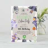 Invitation Aquarelle Halloween Costume Anniversaire de enfant (Debout devant)