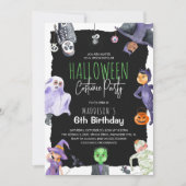 Invitation Aquarelle Halloween Costume Anniversaire de enfant (Devant)
