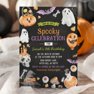 Invitation Aquarelle Halloween Éffrayant un anniversaire