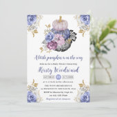 Invitation Aquarelle Halloween Floral Citrouille Baby shower (Debout devant)