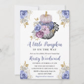 Invitation Aquarelle Halloween Floral Citrouille Baby shower (Devant)