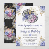 Invitation Aquarelle Halloween Floral Citrouilles 1er anniver (Devant / Derrière)