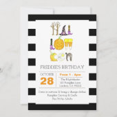 Invitation Aquarelle Halloween Noir et Blanc Anniversaire (Devant)