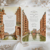 Invitation Aquarelle Hamburg Speicherstadt Canal Mariage