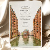 Invitation Aquarelle Hamburg Speicherstadt Canal Mariage