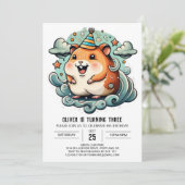 Invitation Aquarelle Hamster Imprimable Anniversaire (Debout devant)