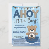 Invitation Aquarelle Happy Bear Ahoy C'est un Baby shower gar (Devant)