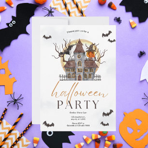 Invitation Aquarelle Haunted House Halloween Party