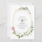 Invitation Aquarelle Herbarium Fête des mariées géométrique (Devant)