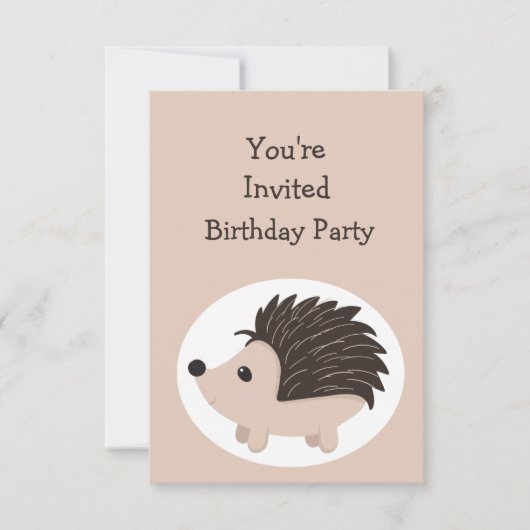 Invitation Aquarelle Hérisson Animal ANNIVERSAIRE Fun PARTY (Devant)