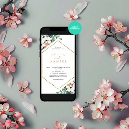 Invitation Aquarelle Hexagonal Mariage de cadre Hexagonal Hiv