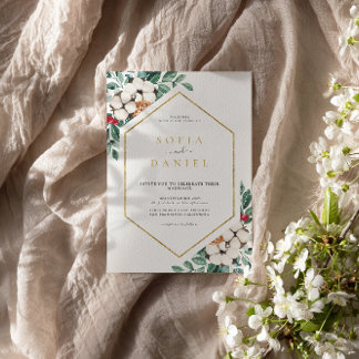 Invitation Aquarelle Hexagonal Mariage de cadre Hexagonal Hiv