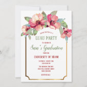 Invitation Aquarelle Hibiscus Gold Luau (Devant)