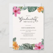 Invitation Aquarelle Hibiscus Graduation tropicale (Devant)