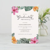 Invitation Aquarelle Hibiscus Tropical Graduation Photo (Debout devant)