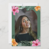 Invitation Aquarelle Hibiscus Tropical Graduation Photo (Dos)