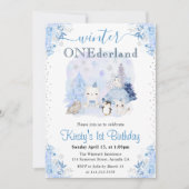 Invitation Aquarelle Hiver Animaux arctiques 1er anniversaire (Devant)