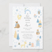 Invitation Aquarelle Hiver Animaux arctiques Anniversaire (Devant)