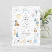 Invitation Aquarelle Hiver Animaux arctiques Anniversaire (Debout devant)