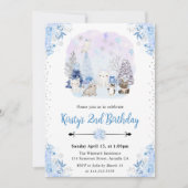 Invitation Aquarelle Hiver Animaux de l'Arctique Fête d'anniv (Devant)