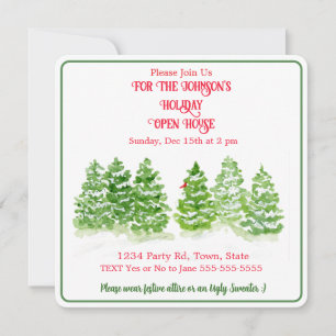 Invitation Aquarelle Hiver arbres PERSONNALISER G