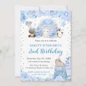 Invitation Aquarelle Hiver Arctique Animaux Anniversaires de  (Devant)