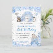 Invitation Aquarelle Hiver Arctique Animaux Anniversaires de  (Debout devant)