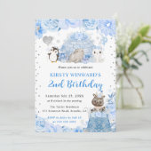 Invitation Aquarelle Hiver Arctique Animaux Anniversaires de (Debout devant)