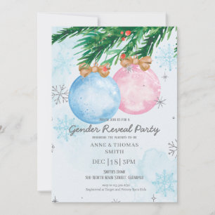 Invitation Aquarelle Hiver Baby shower de révélation de genre