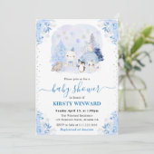 Invitation Aquarelle Hiver Baby shower des animaux de l'Arcti (Debout devant)