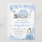 Invitation Aquarelle Hiver Baby shower des animaux de l'Arcti (Devant)