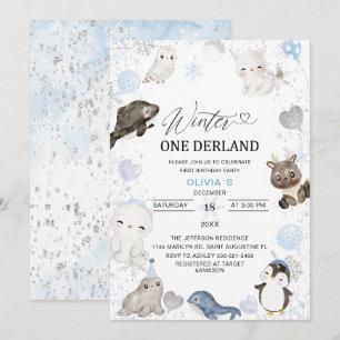 Invitation Aquarelle Hiver bébé arctique se tourneInvitation