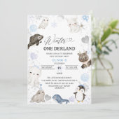 Invitation Aquarelle Hiver bébé arctique se tourneInvitation (Debout devant)