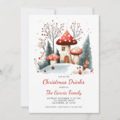 Invitation Aquarelle hiver Bois de Noël Boissons (Devant)