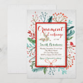 Invitation Aquarelle Hiver Échange d'ornements floraux (Devant / Derrière)