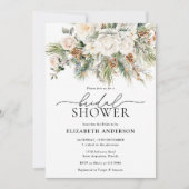 Invitation Aquarelle Hiver Floral Fête des mariées À feuillag (Devant)