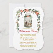 Invitation Aquarelle Hiver Floral Mason Jar Noël fête (Devant)