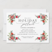 Invitation Aquarelle Hiver Floral Vacances Potluck (Devant)