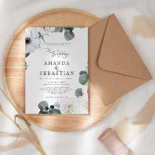 Invitation Aquarelle hiver Floral verdure fête de mariage