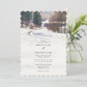 Invitation Aquarelle Hiver Mariage paysage neige (Debout devant)