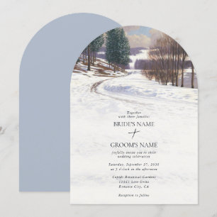 Invitation Aquarelle Hiver Mariage paysage neige