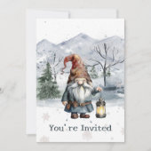 Invitation Aquarelle hiver Noël Gnome Fête (Devant)