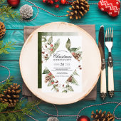 Invitation Aquarelle Hiver Pin vert Arbre et Pin Cône Inv