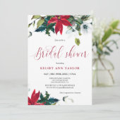 Invitation Aquarelle Hiver Poinsettia Fête des mariées (Debout devant)