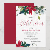 Invitation Aquarelle Hiver Poinsettia Fête des mariées (Devant / Derrière)