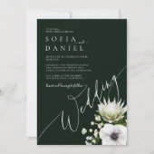 Invitation Aquarelle Hiver Protea Bouquet Floral Mariage (Devant)