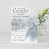 Invitation Aquarelle hiver scène bleu robe Quinceañera (Debout devant)