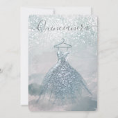 Invitation Aquarelle hiver scène bleu robe Quinceañera (Dos)