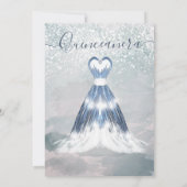 Invitation Aquarelle hiver scène bleu robe Quinceañera (Dos)
